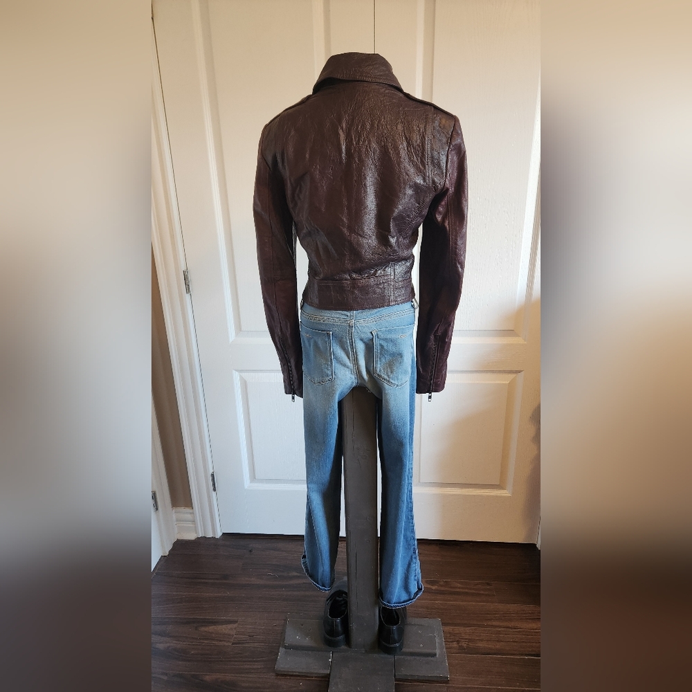 Theory Women's Burgandy Leather Jacket Size P (Similar to XS) - Picture 5 of 13